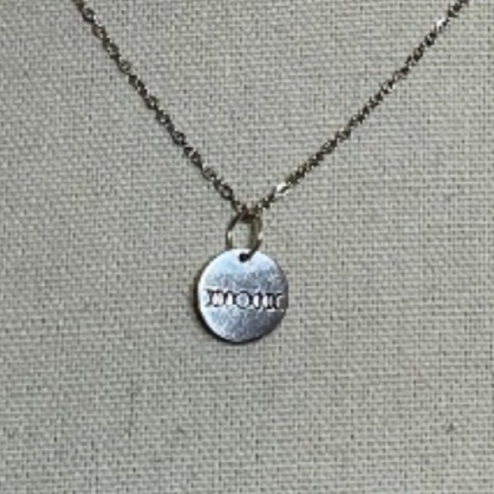 Handmade stamped‎ boho moon dainty silver pendant
18 in chain stainless necklace - Picture 3 of 5